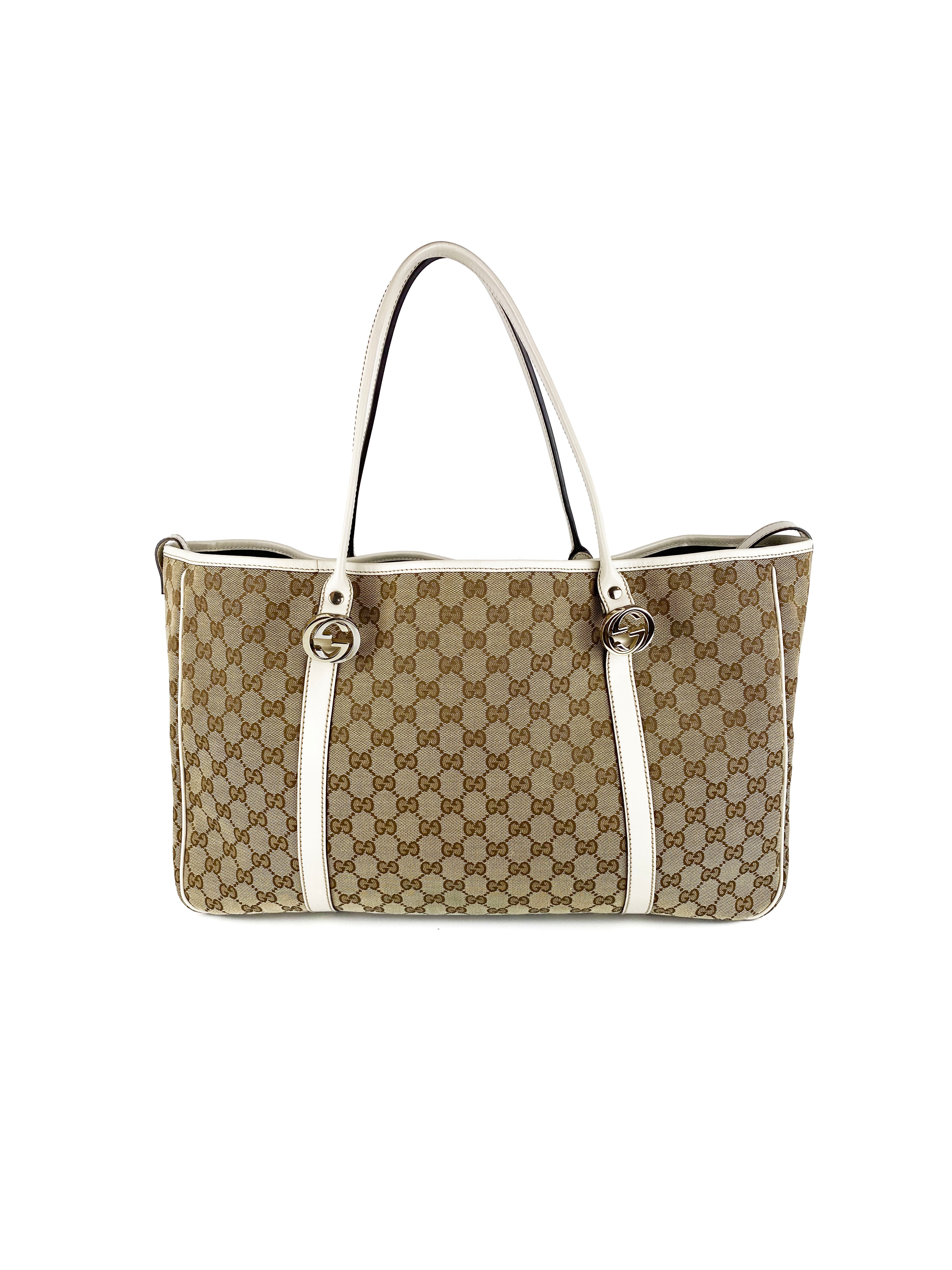 Gucci White Monogram Tote Bag