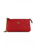 Gucci GG Red Quilted Wallet with Chain