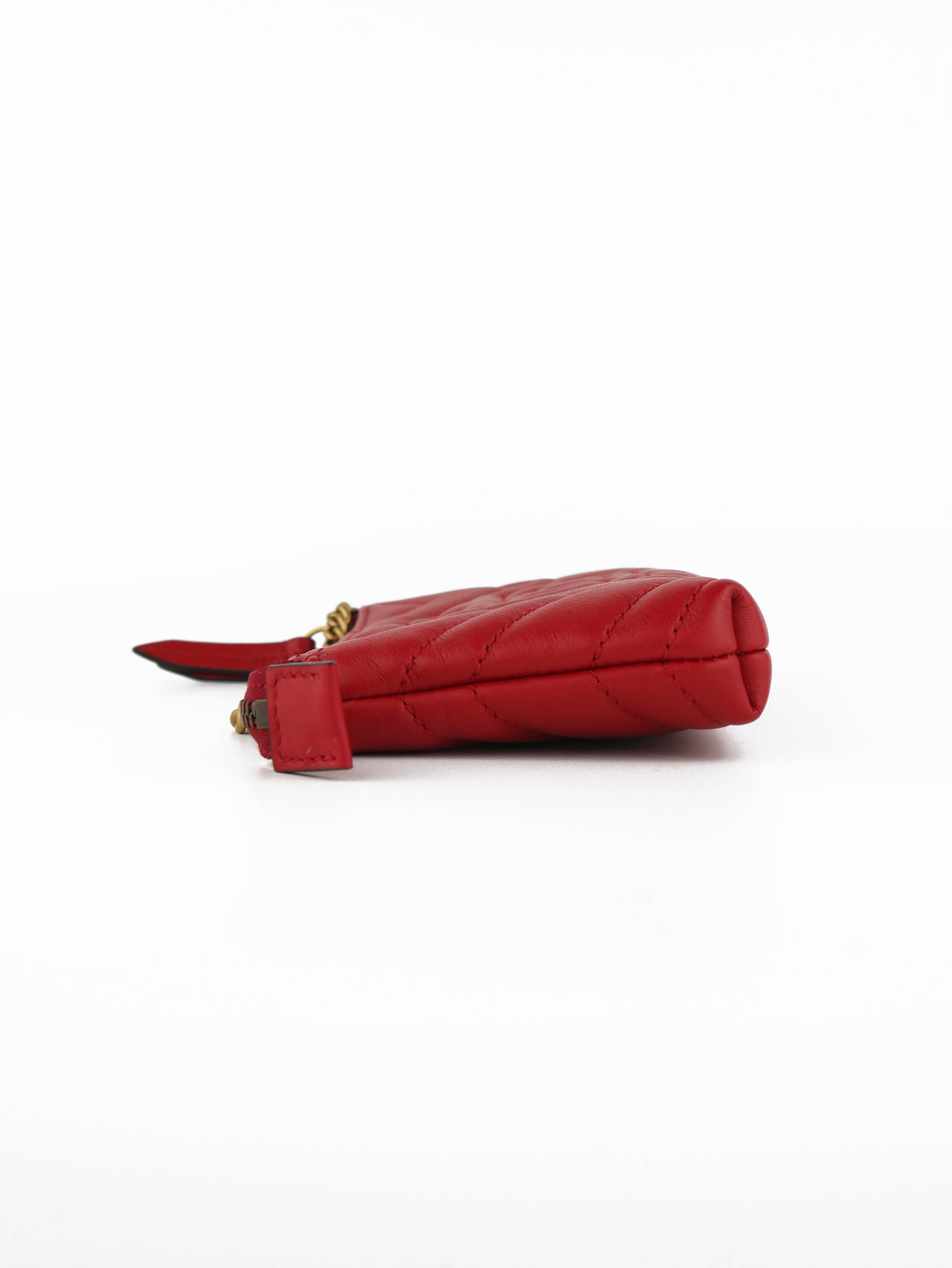 Gucci GG Red Quilted Wallet with Chain