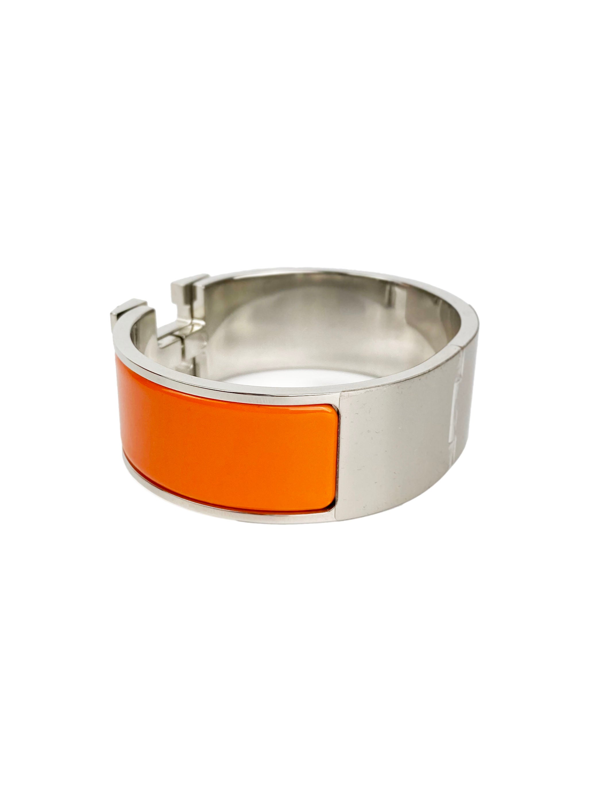 Hermes Orange Clic Clac H Bracelet