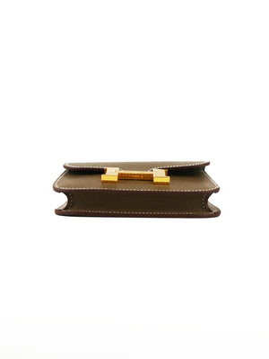 Hermes Constance Slim Wallet Waist Belt Bag Etoupe Gold Hardware