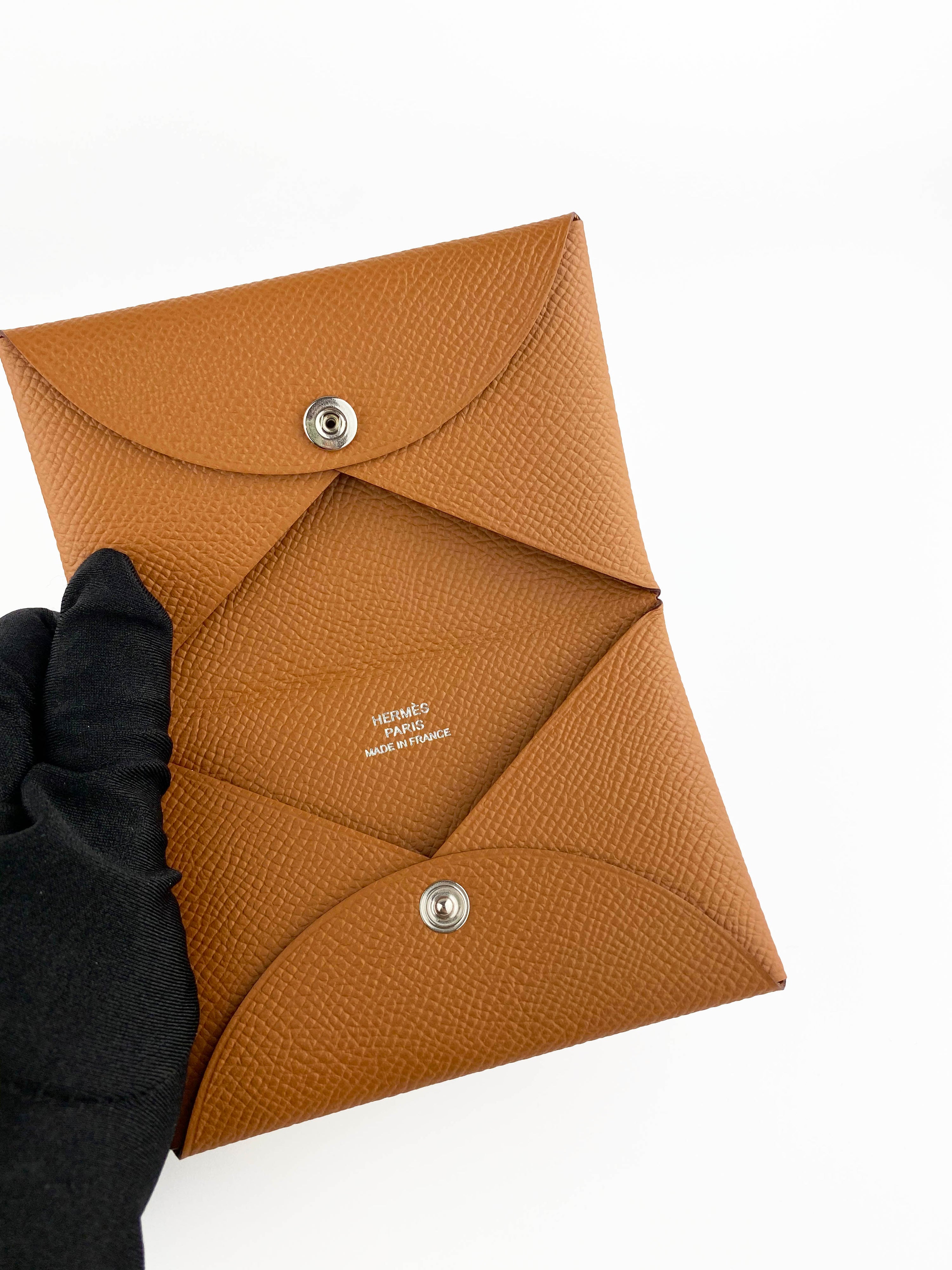 Hermes Gold Calvi Card Holder