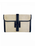 Hermes Vintage Jige White Canvas Clutch