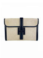 Hermes Vintage Jige White Canvas Clutch