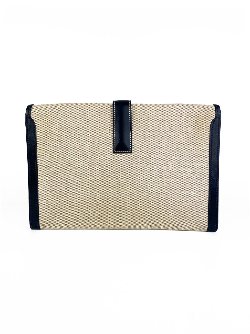 Hermes Vintage Jige White Canvas Clutch
