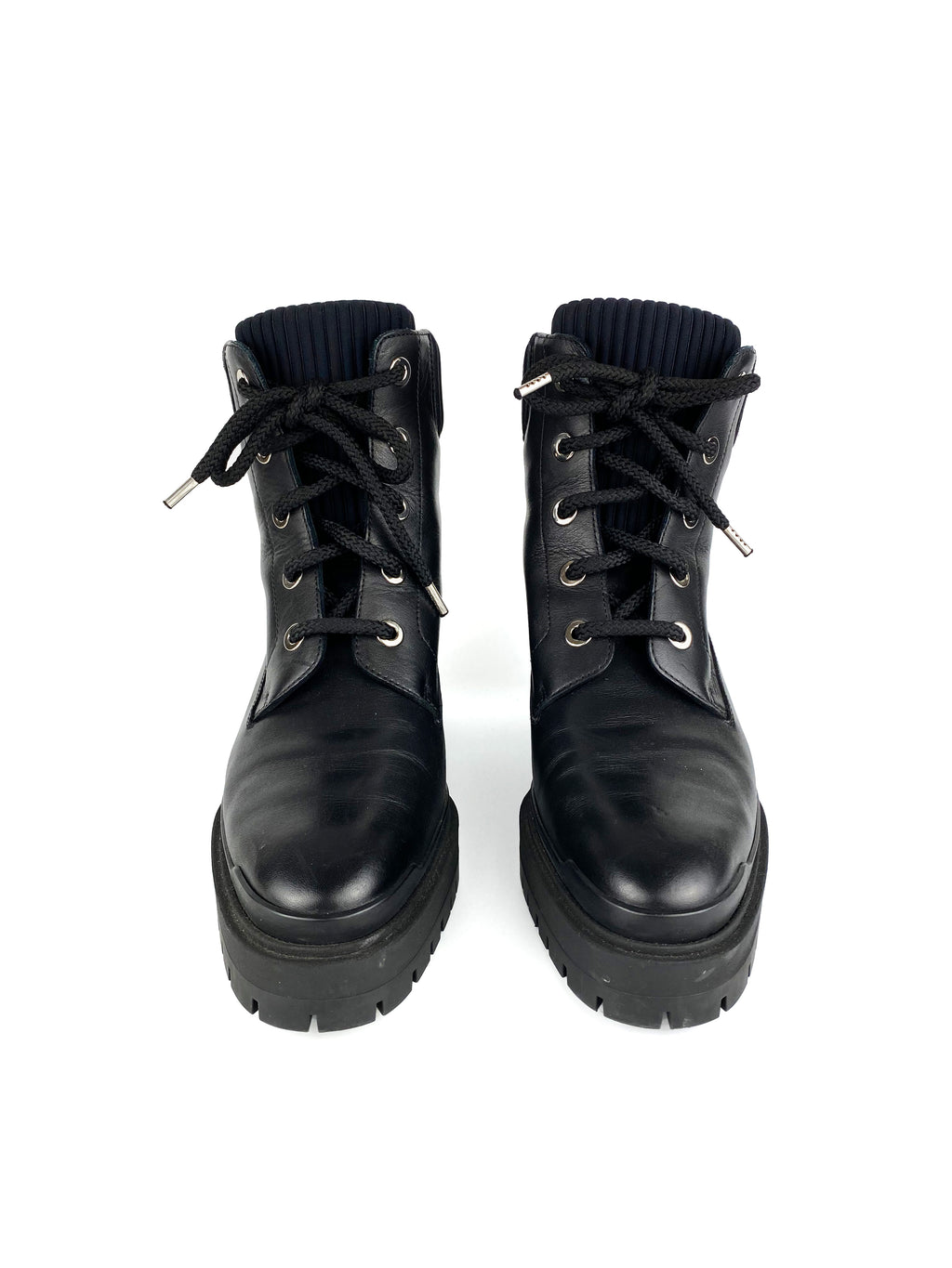 Hermes Black Lace Up Leather Boots