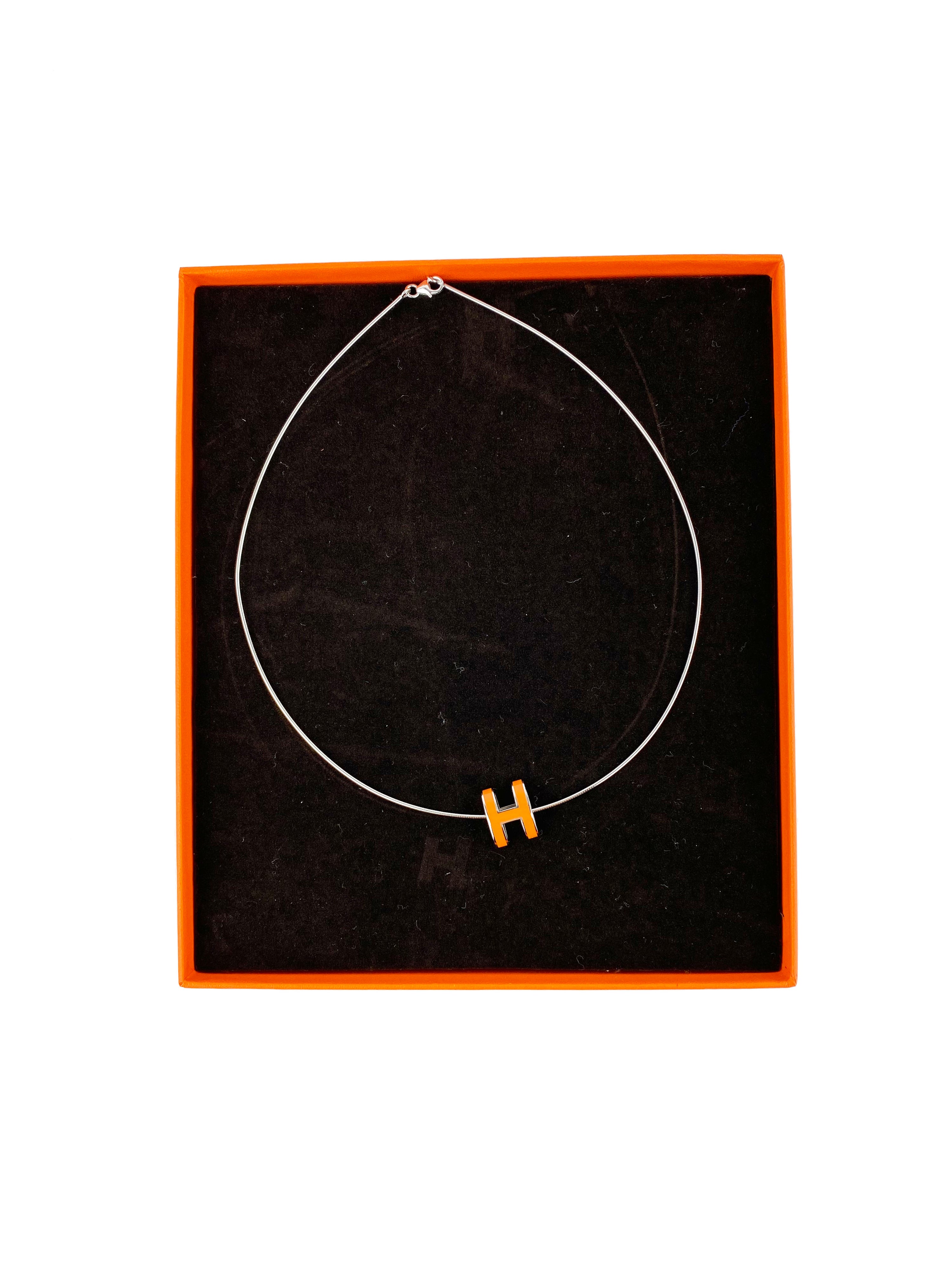 Hermes Orange Lacquer Pop H Pendant
