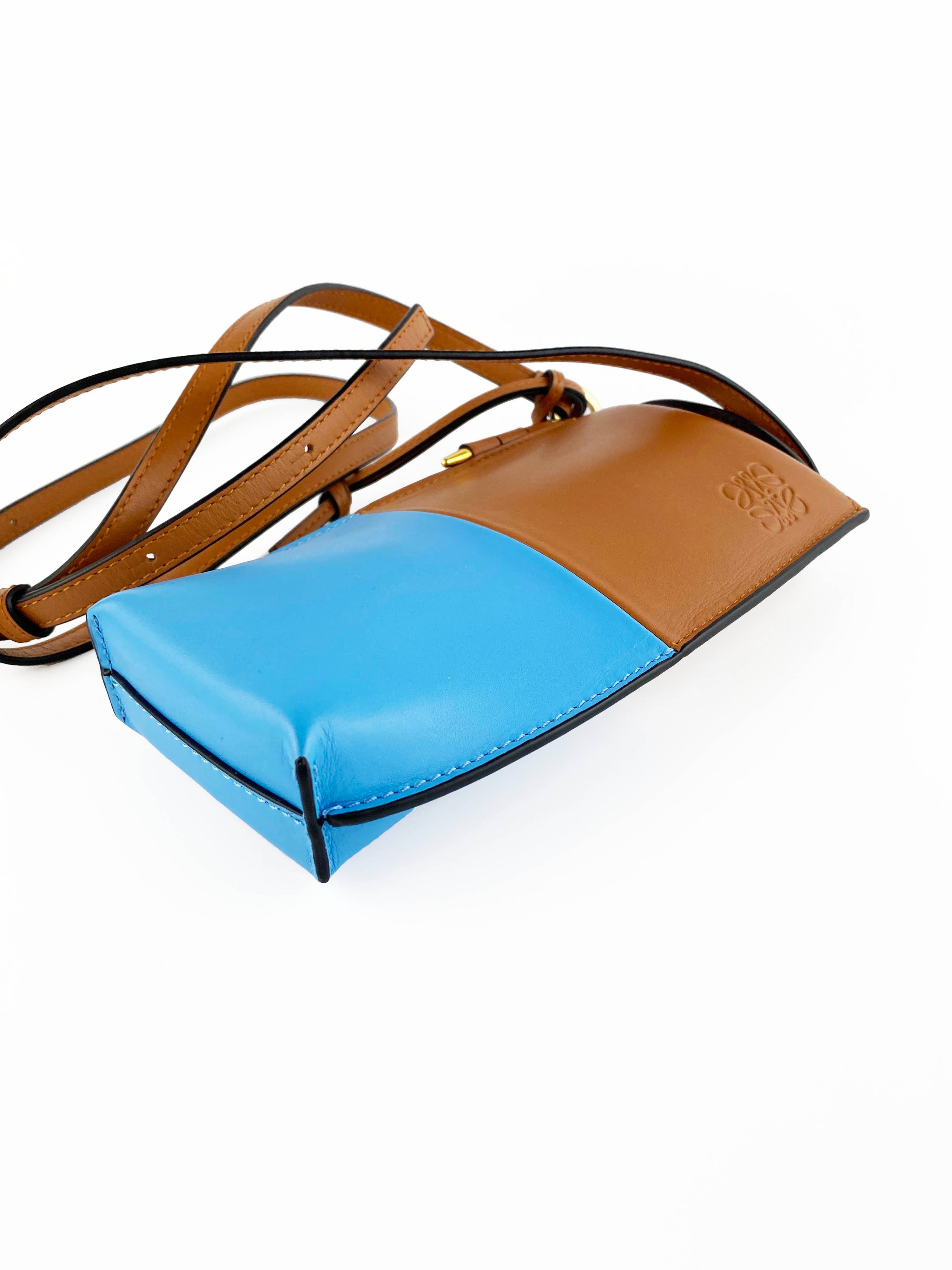 Loewe Blue and Tan Gate Pocket Bag