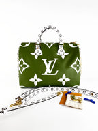 Louis Vuitton White & Khaki Speedy 30 Bag