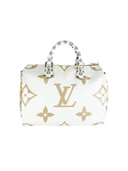 Louis Vuitton White & Khaki Speedy 30 Bag
