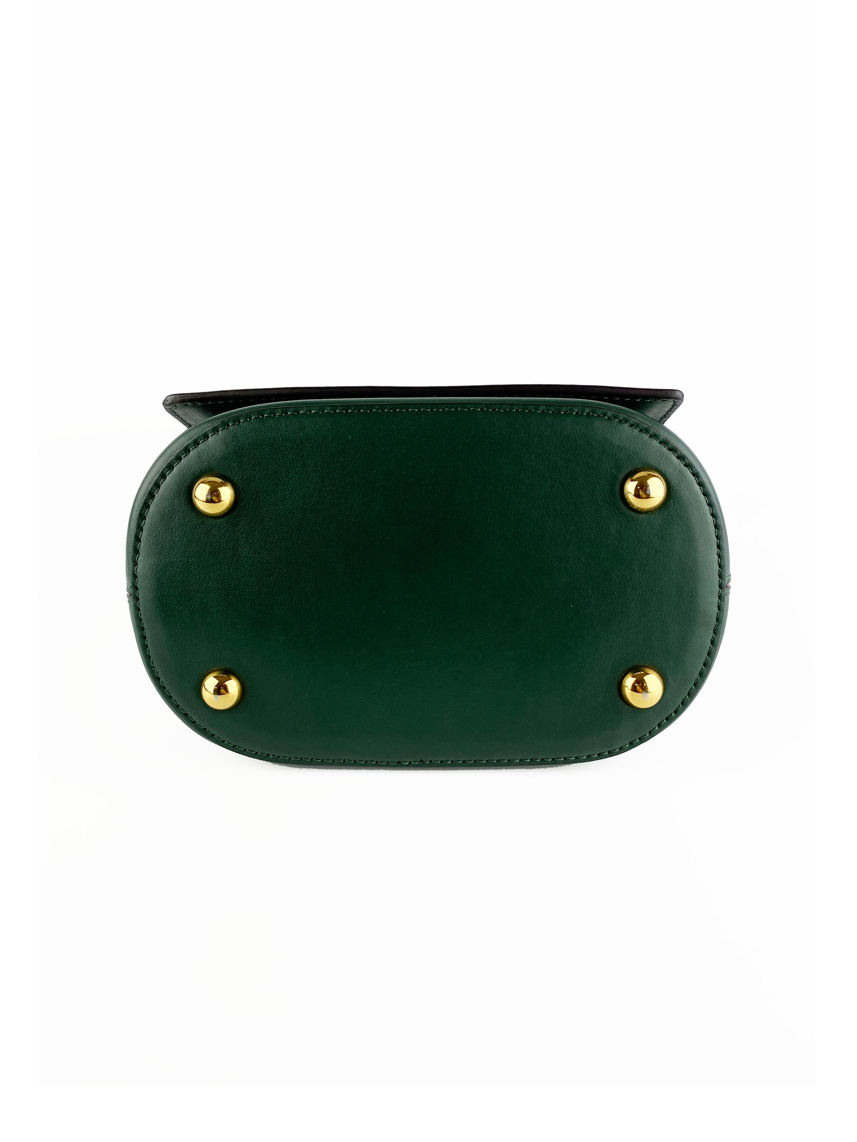 Marni Pannier Leather Forest Green Crossbody Bag