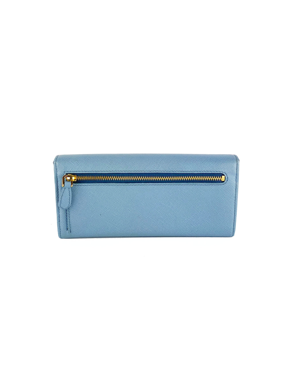 Prada Light Blue Saffiano Bow Wallet