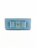 Prada Light Blue Saffiano Bow Wallet
