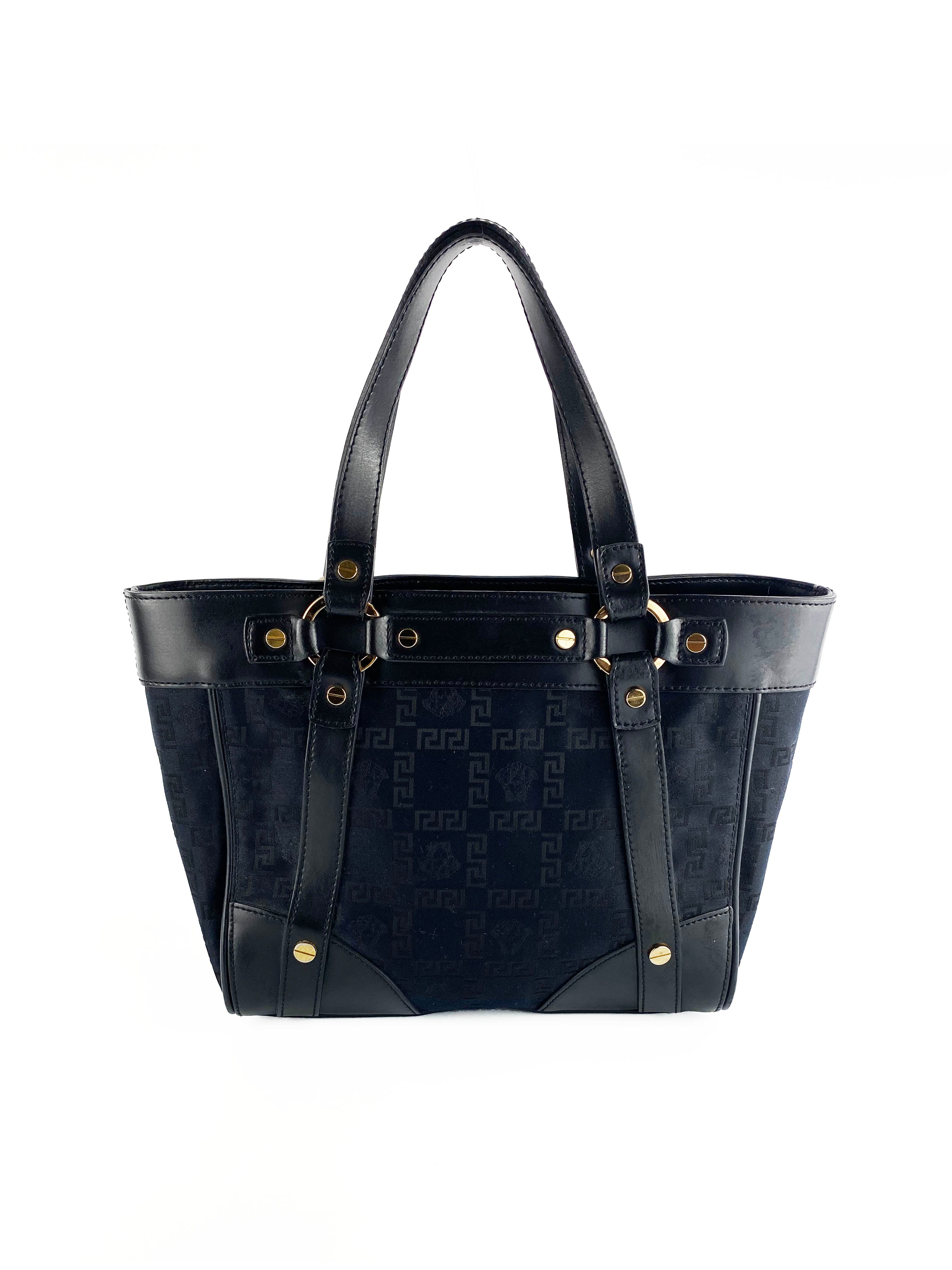Versace Black Nylon Tote