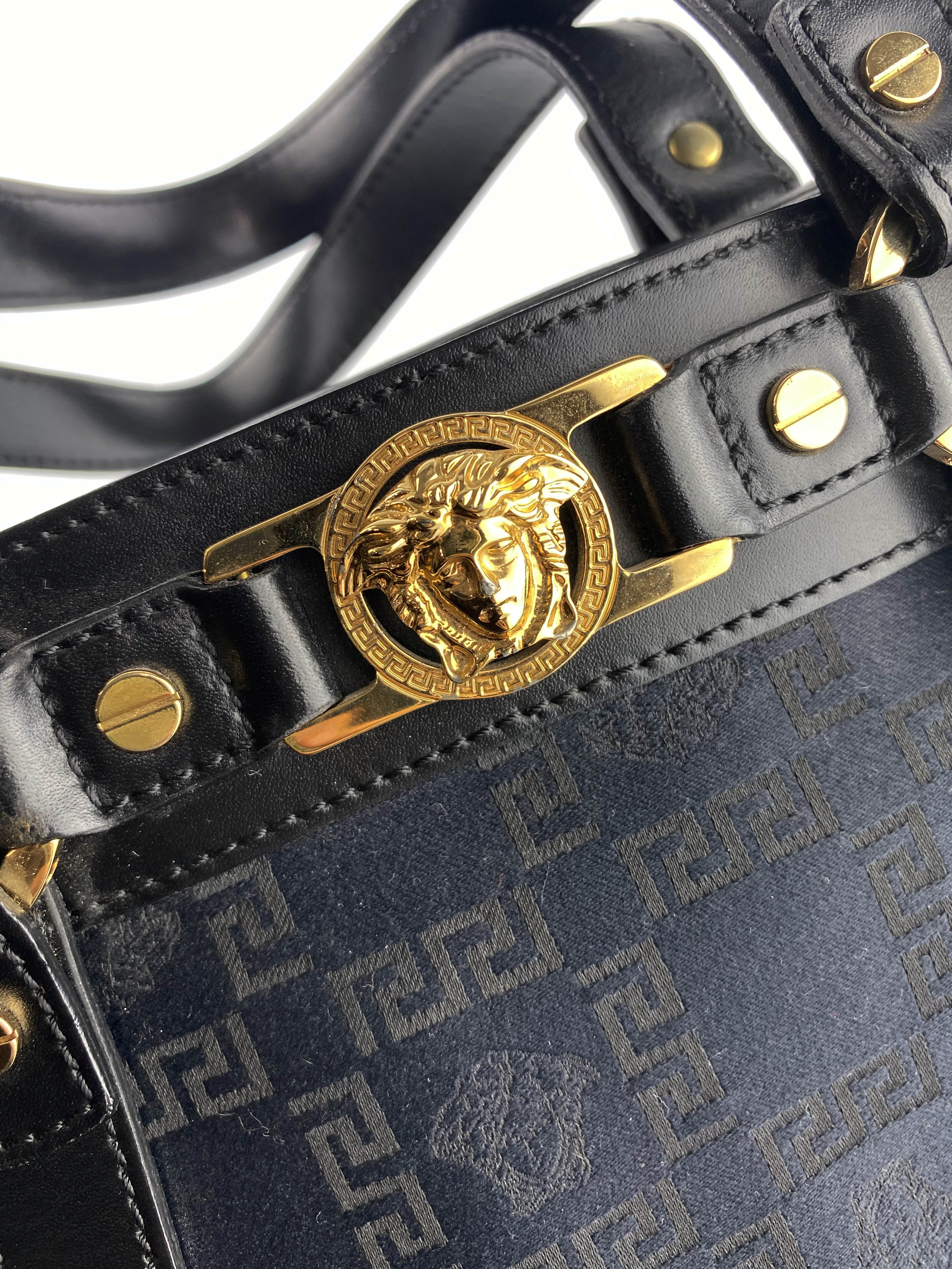Versace Black Nylon Tote