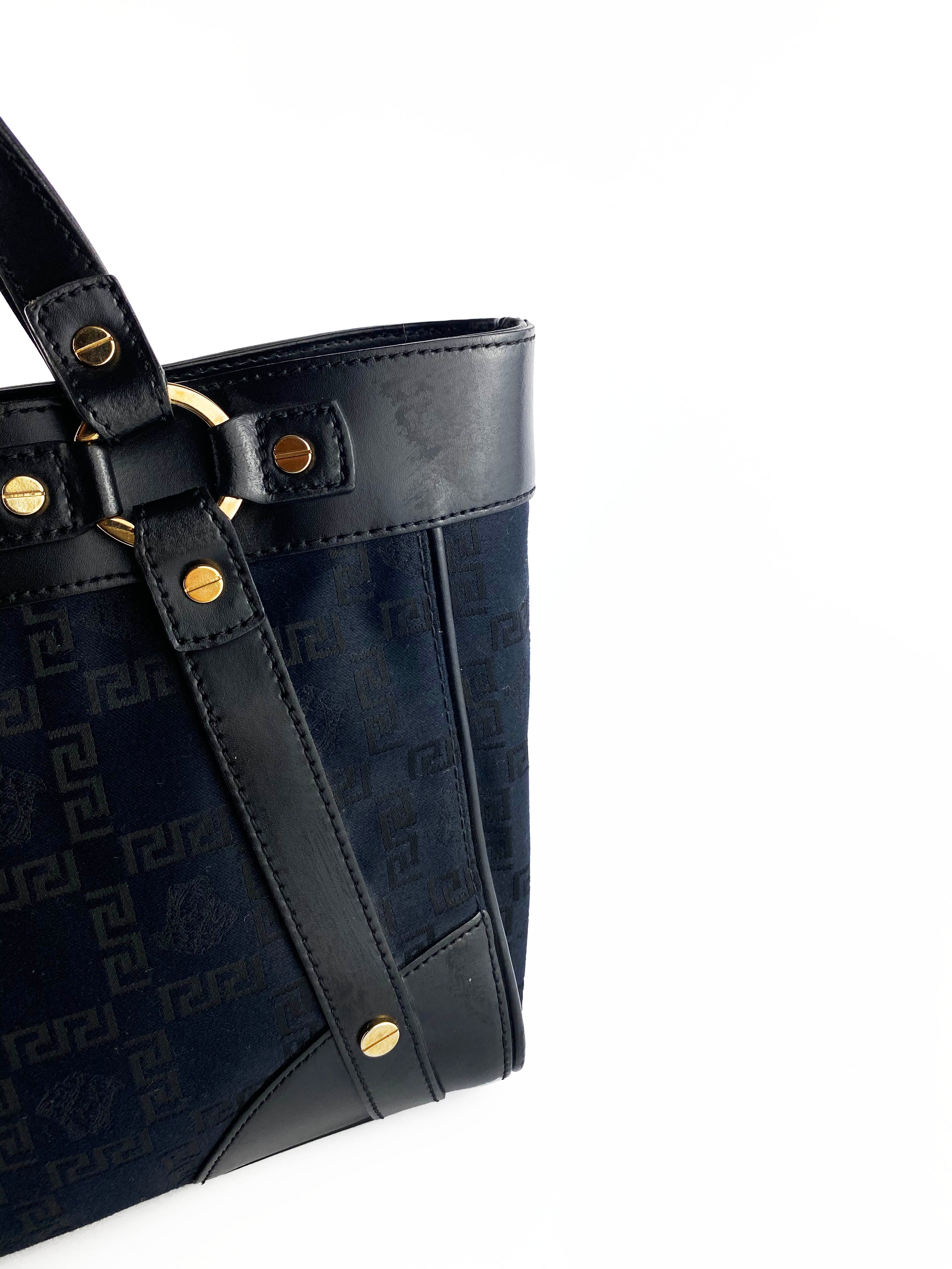 Versace Black Nylon Tote